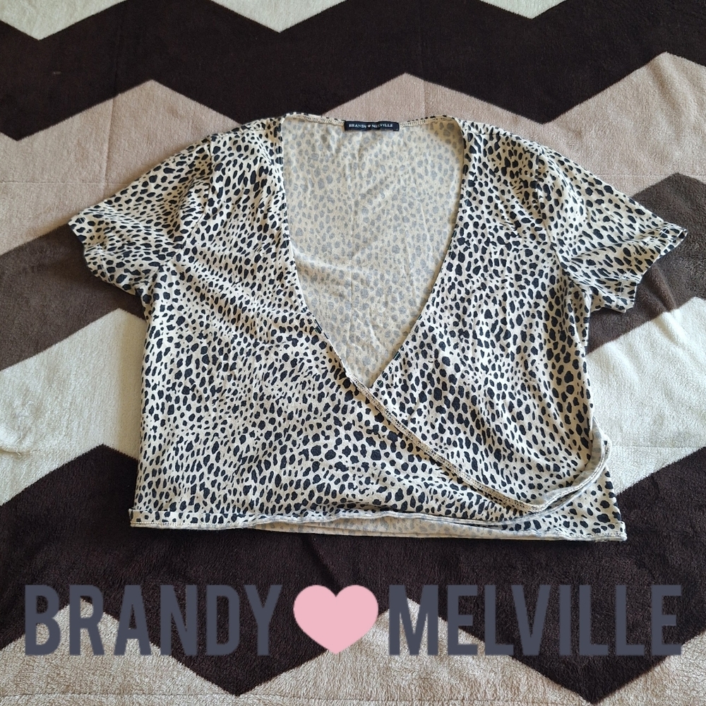 Brandy Melville leopard print wrap top